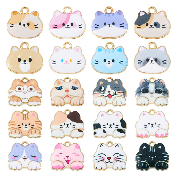 

PandaHall Rack Plating Printed Alloy Pendants, Light Gold, Cat, Mixed Color, 16~18x18.5~20x2.5mm, Hole: 1.6~2.3mm, 2pcs/style Alloy Cat..., Multicolor