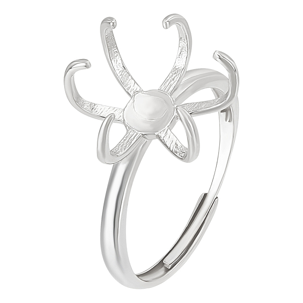 

PandaHall BENECREAT Rhodium Plated Sterling Silver Adjustable Ring Components, Prong Ring Settings, with Suede Fabric Square Silver...