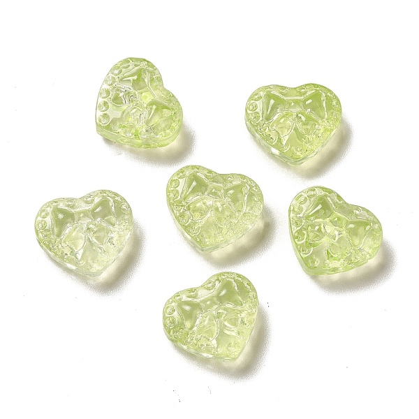 

PandaHall Glass Beads, Heart with Bowknot, Green Yellow, 14x16x7.5mm, Hole: 1.2mm Glass Heart