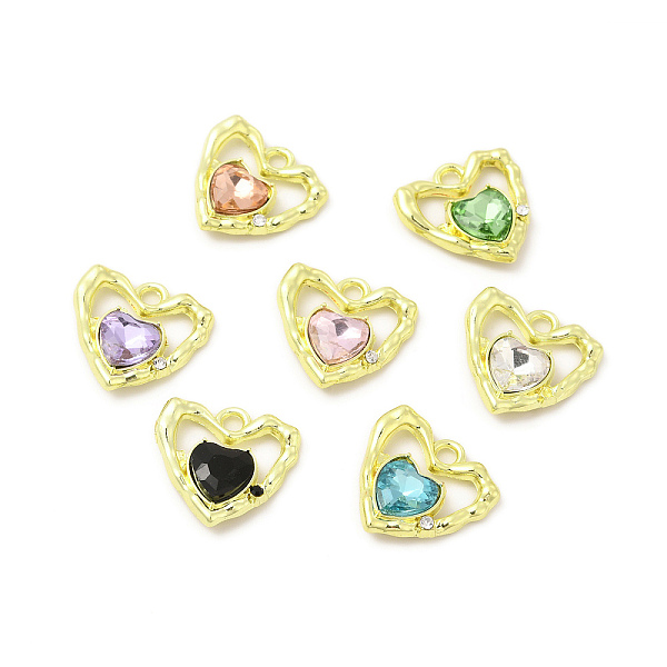

PandaHall Rack Plating Alloy Pendants, with Mixed Color Glass, Heart Charms, Cadmium Free & Nickel Free & Lead Free, Light Gold..., Multicolor
