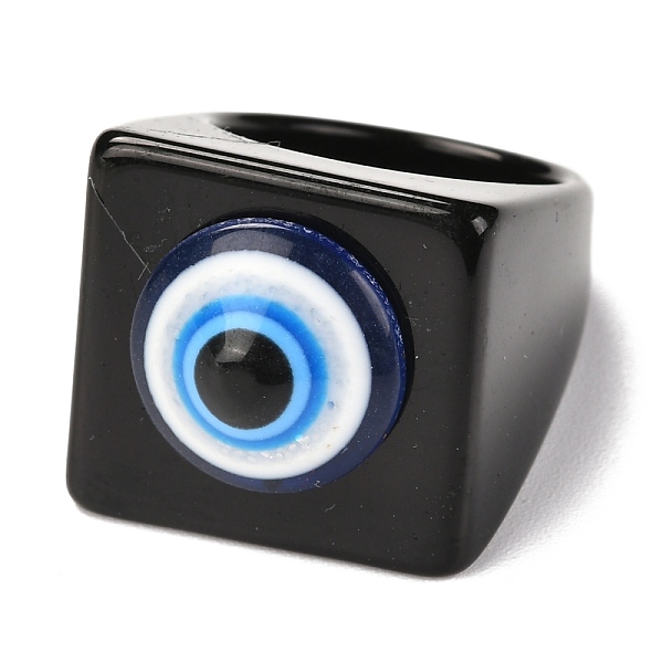 

PandaHall Transparent Acrylic Finger Rings, Square with Resin Evil Eye, Black, US Size 7 3/4(17.9mm), 5~20mm, Inner Diameter: 17mm Acrylic...