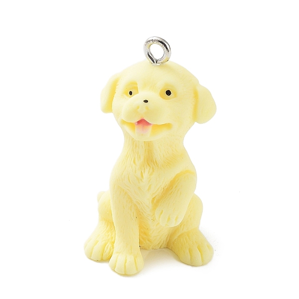 

PandaHall Opaque Resin Dog Pendants, 3D Puppy Charms with Platinum Plated Iron Loops, Champagne Yellow, 31x17.5x18mm, Hole: 1.8mm Iron+Resin...