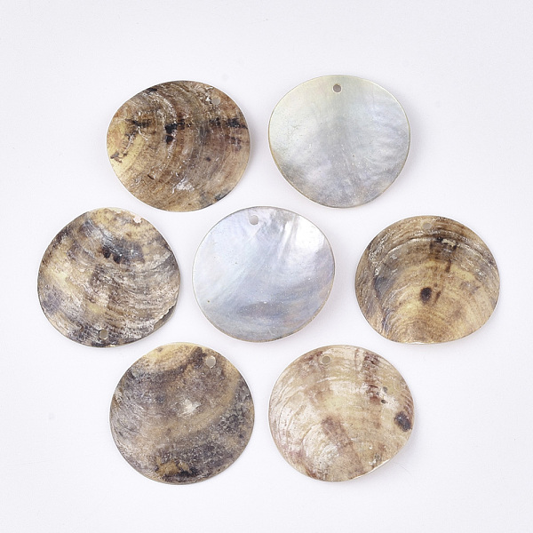 

PandaHall Natural Akoya Shell Pendants, Mother of Pearl Shell Pendants, Flat Round, Tan, 30x4mm, Hole: 1.6mm Akoya Shell Flat Round Orange