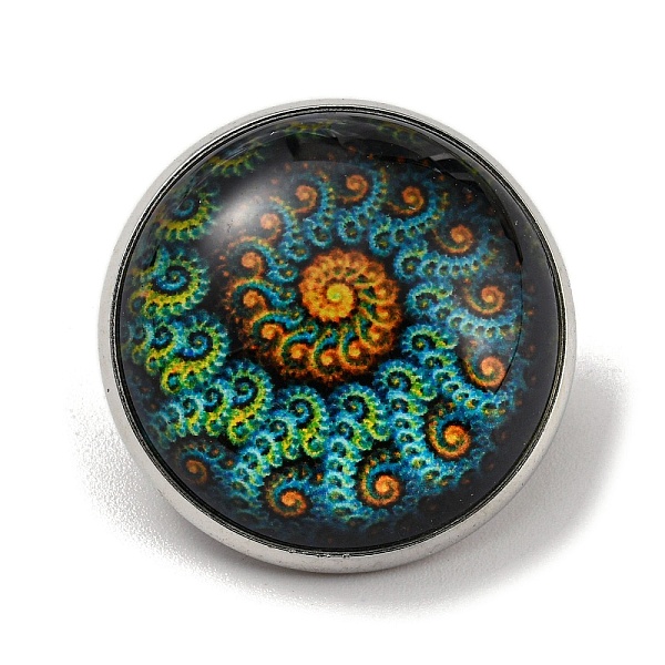 

PandaHall Round Glass Brooches, Platinum Plated Iron Jewerly Pins, for Backpack, Vortex, 21.5x21.5x12mm Glass Others