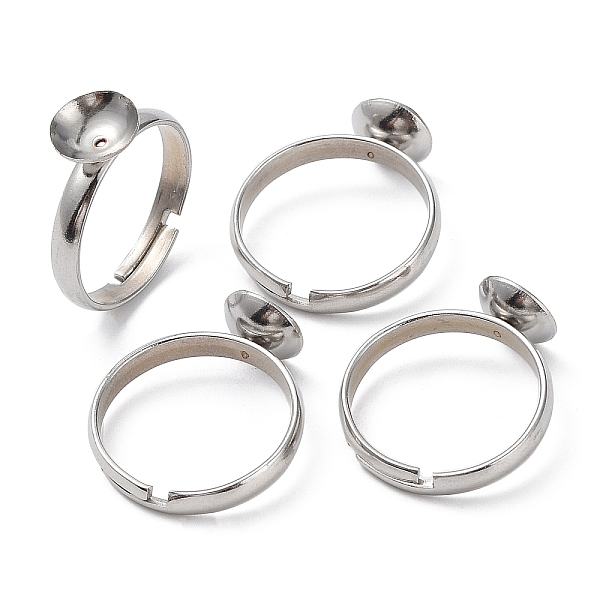 

PandaHall Adjustable 304 Stainless Steel Finger Rings Components, with 201 Stainless Steel Tray, Stainless Steel Color, Inner Diameter: 17mm...