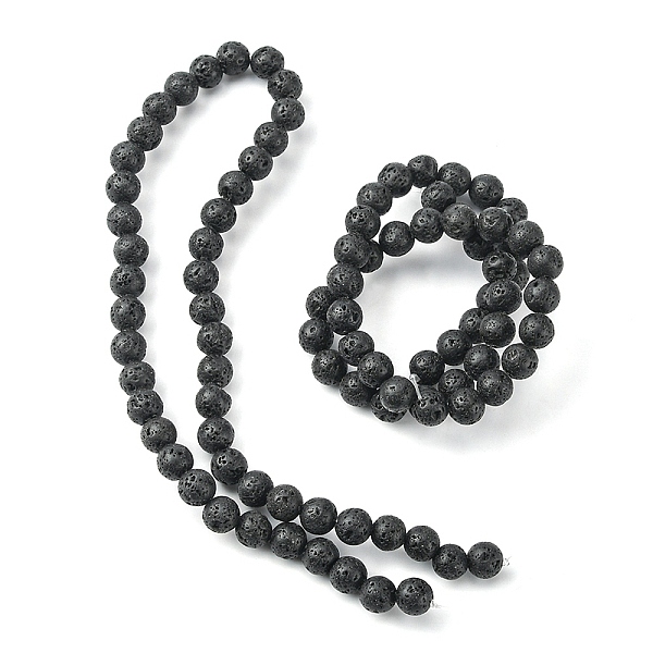 

PandaHall Natural Lava Rock Beads Strands, Round, 8mm, Hole: 1mm, about 50pcs/strand, 15.7 inch(40cm) Round