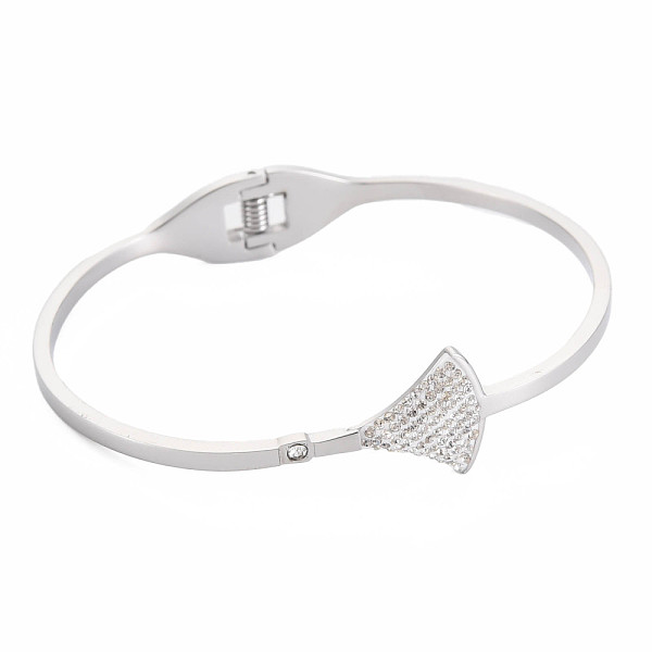 

PandaHall Crystal Rhinestone Ginkgo Leaf Bangle, Stainless Steel Hinged Bangle with Polymer Clay for Women, Stainless Steel Color, Inner...