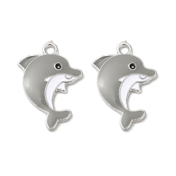 

PandaHall Alloy Enamel Pendants, Cadmium Free & Nickel Free & Lead Free, Platinum, Dolphin Charm, Dark Gray, 22.5x16x2mm, Hole: 1.8mm...
