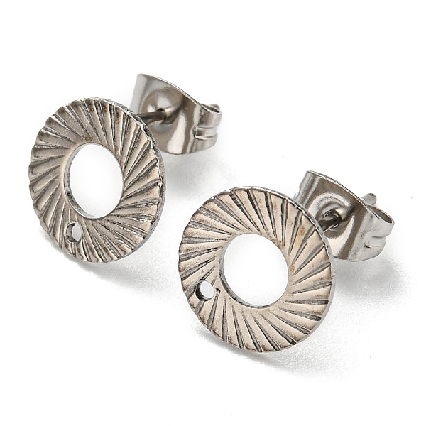 

PandaHall 201 Stainless Steel Stud Earrings Finding, with 304 Stainless Steel Pins, Donut, Stainless Steel Color, 10mm, Hole: 1mm, Pin...
