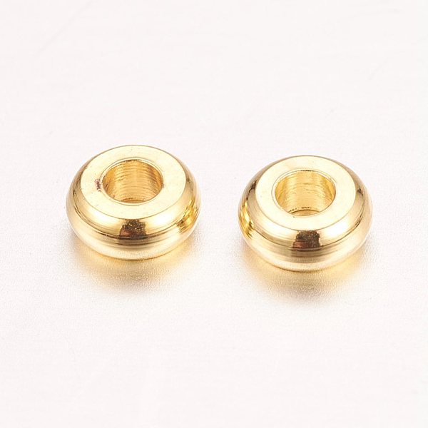 

PandaHall Real 18K Gold Plated Brass Spacer Beads, Nickel Free, Flat Round, 4x1.5mm, Hole: 1.5mm Brass Flat Round