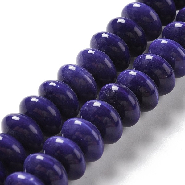 

PandaHall Handmade Pearlized Porcelain Beads, Flat Round, Midnight Blue, 12x7mm, Hole: 1.6mm, about 45pcs/strand, 12.40''(31.5cm) Porcelain...