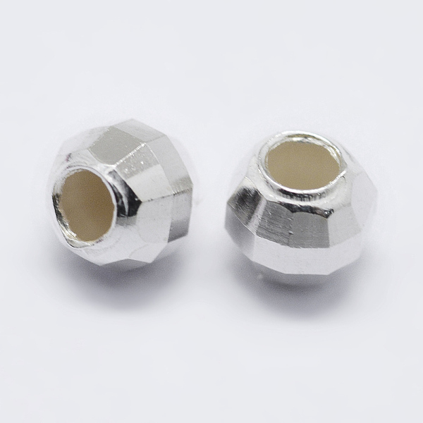 

PandaHall 925 Sterling Silver Beads Spacer, Faceted, Round, Silver, 3x3mm, Hole: 1mm Sterling Silver Round Silver