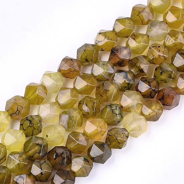 

PandaHall Natural Agate Beads Strands, Dyed, Faceted, Star Cut Round Beads, Dark Khaki, 9~10x9~10x9~10mm, Hole: 1mm, about 37pcs/strand..., Yellow