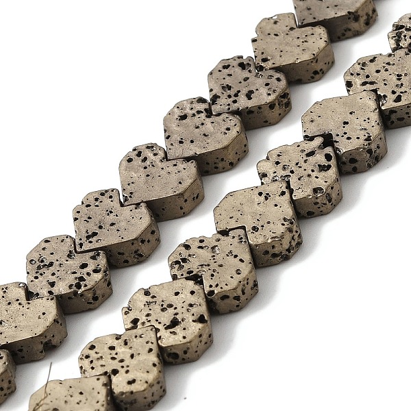 

PandaHall Electroplated Natural Lava Rock Beads Strands, Heart, Light Gold Plated, 8x8.5x3mm, Hole: 1mm, about 60pcs/strand, 16.54''(42cm)...