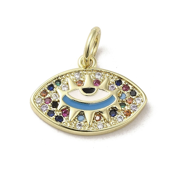 

PandaHall Brass Micro Pave Cubic Zirconia Pendants, with Enamel, with Jump Ring, Real 18K Gold Plated, Eye, Colorful, 12.5x17x2mm, Hole...