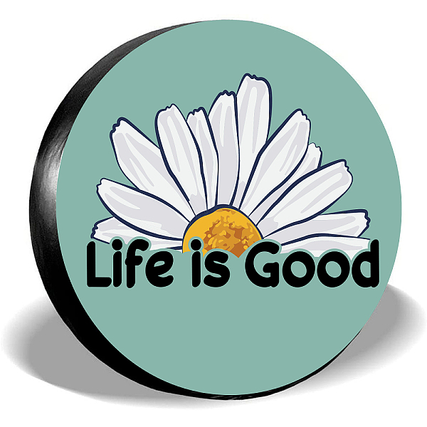 

PandaHall Polyester Tyre Cover, with Contraction Band, Flat Round with Pattern, Floral Pattern, 700~750mm Polyester Flower