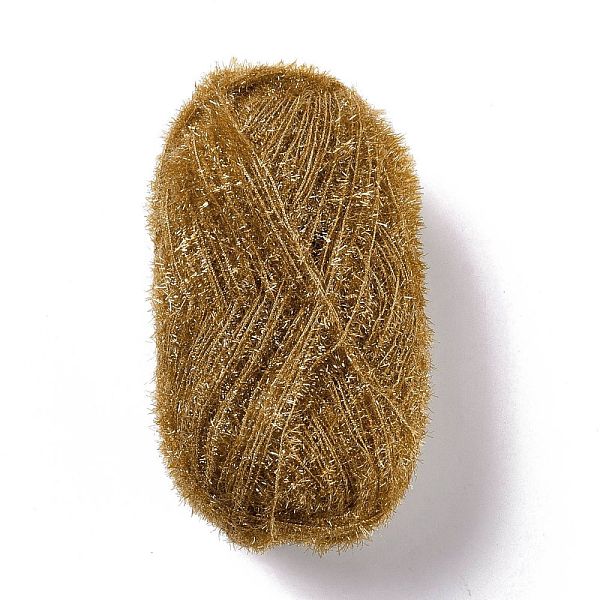 PandaHall Polyester Crochet Yarn, Sparkling Scrubby Yarn, for Dish Scrubbies, Dishcloth, Decorating Crafts Knitting, Dark Goldenrod...
