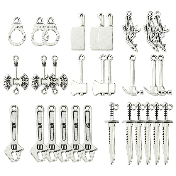 

PandaHall 40Pcs 8 Styles Tibetan Style Alloy Pendants, Tools Charm, Antique Silver, 17~42.5x9~13x1.5~3.5mm, Hole: 1.5~5mm, 5pcs/style Alloy...