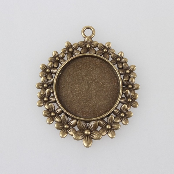 

PandaHall Vintage Tibetan Style Alloy Flower Pendant Cabochon Bezel Settings, Cadmium Free & Nickel Free & Lead Free, Antique Bronze, Flat...