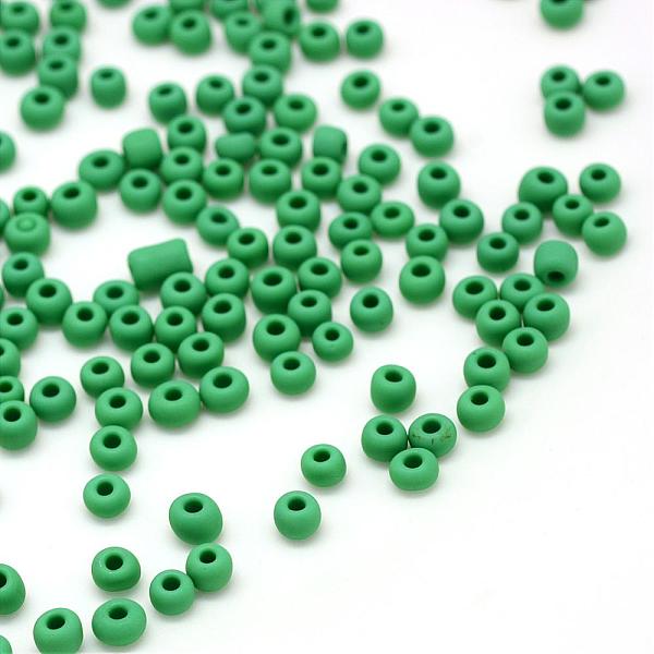 

PandaHall Frosted Opaque Glass Seed Beads, Round, Medium Sea Green, 4~5x2.5~5mm, Hole: 1mm, about 4500pcs/bag, 440~450g/bag Glass Green