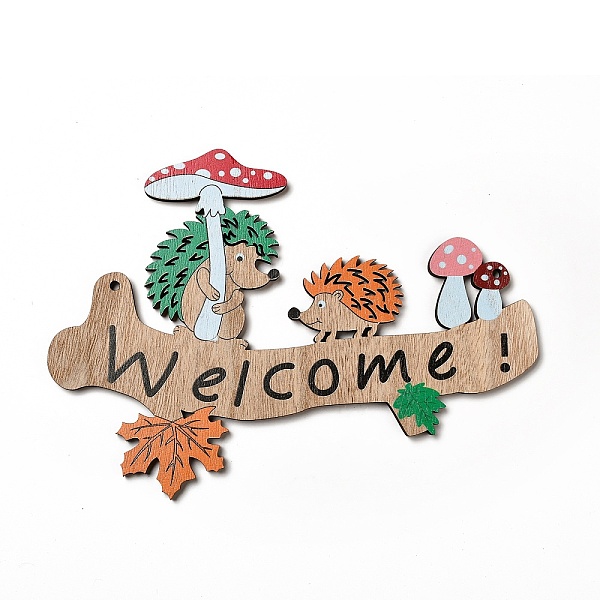 

PandaHall Single Face Printed Wood Big Pendants, Autumn Charms, Welcome, Word, 160x221x5mm, Hole: 4mm Wood Word