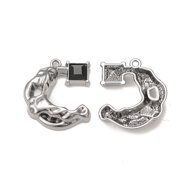 

PandaHall Alloy Glass Pendants, Gunmetal, Crescent Moon with Square Charms, Black, 22.5x20x4mm, Hole: 1.5mm Alloy+Glass Moon Black