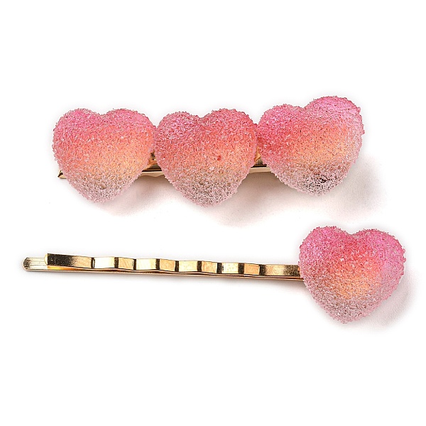 

PandaHall Gradient Heart Resin & Iron Clips Sets, Alligator Hair Clips & Hair Bobby Pins, Hair Accessories for Girls Women, Hot Pink...