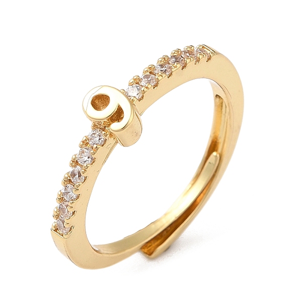 

PandaHall Rack Plating Brass Clear Cubic Zirconia Number 9 Adjustable Rings for Women, Cadmium Free & Lead Free, Long-Lasting Plated, Real...