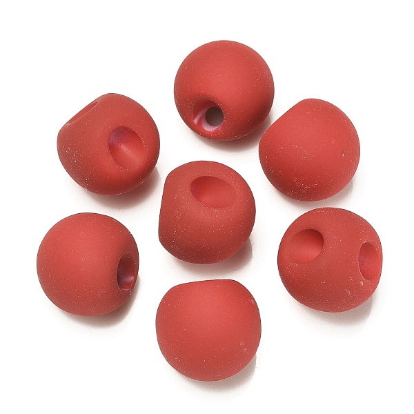 PandaHall Rubberized Acrylic Beads, Round, Top Drilled, Indian Red, 18x18x18mm, Hole: 3mm Acrylic Round