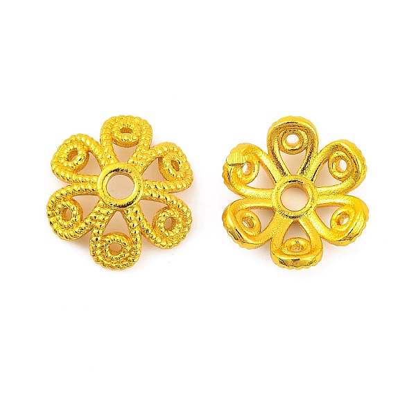 

PandaHall Brass Bead Caps, 6-Petal Flower, Lead Free & Cadmium Free, Golden, 10x3mm, Hole: 1mm Brass