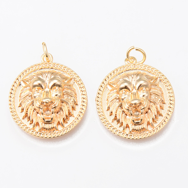 

PandaHall Brass Pendants, Nickel Free, with Jump Ring, Flat Round with Lion Hand, Golden, 22x20x6.5mm, Jump Ring: 5x1mm, 3mm inner diameter...