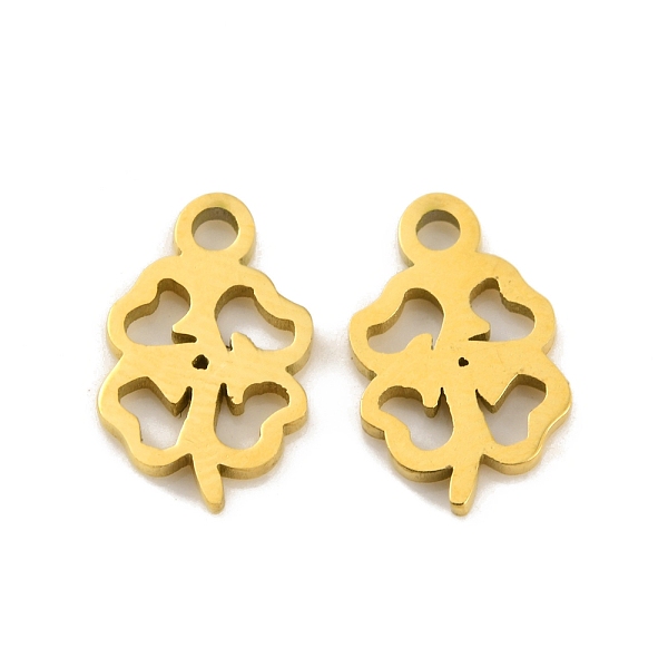 

PandaHall Ion Plating(IP) 304 Stainless Steel Charms, Laser Cut, Clover Charm, Real 18K Gold Plated, 11x6.5x1mm, Hole: 1.4mm 304 Stainless...