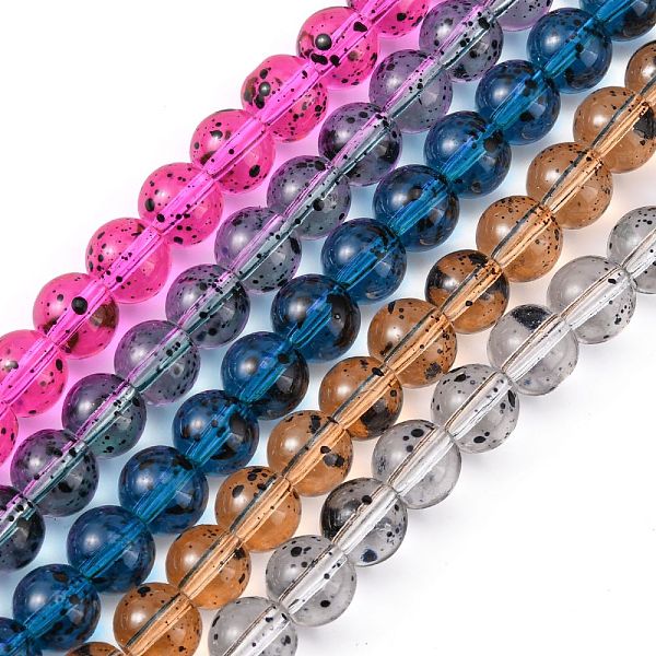 

PandaHall Glass Beads Strands, Spray Painted, Round, Mixed Color, 8mm, Hole: 1mm, 15 inch Glass Round Multicolor