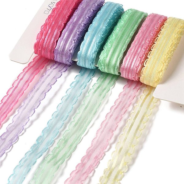 

PandaHall Polyester and Nylon Wavy Edged Ribbon Sets, for Bowknot Making, Gift Wrapping, Mixed Color, 3/8 inch(9~11mm), about 5.00 Yards..., Multicolor