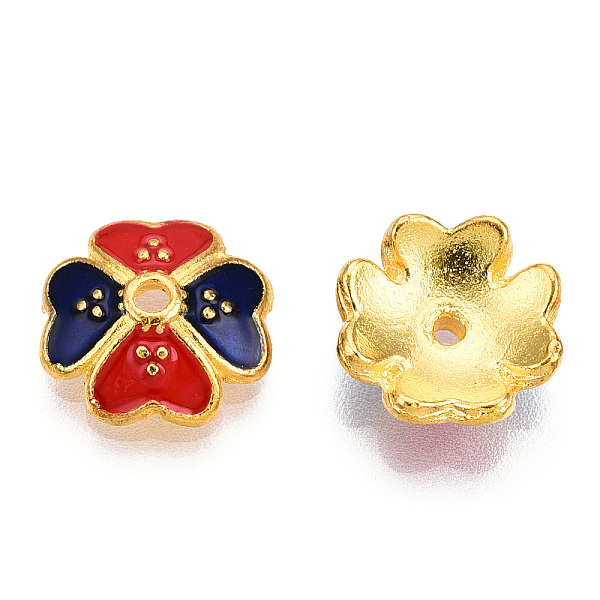 4-花びら合金エナメルビーズキャップ