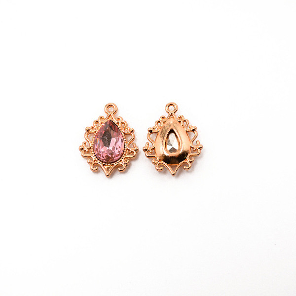 

PandaHall Alloy Pendants, with Rhinestone, Cadmium Free & Lead Free, Light Gold, Teardrop, Light Coral, 25x19x5mm, Hole: 1.6mm...
