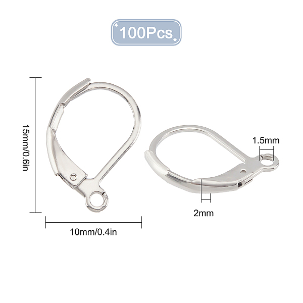 

PandaHall SUNNYCLUE 1 Box 100Pcs Leverback Earwires 304 Stainless Steel Earring Hooks Bulk Leverback Earring Hooks Leverback Earrings for...