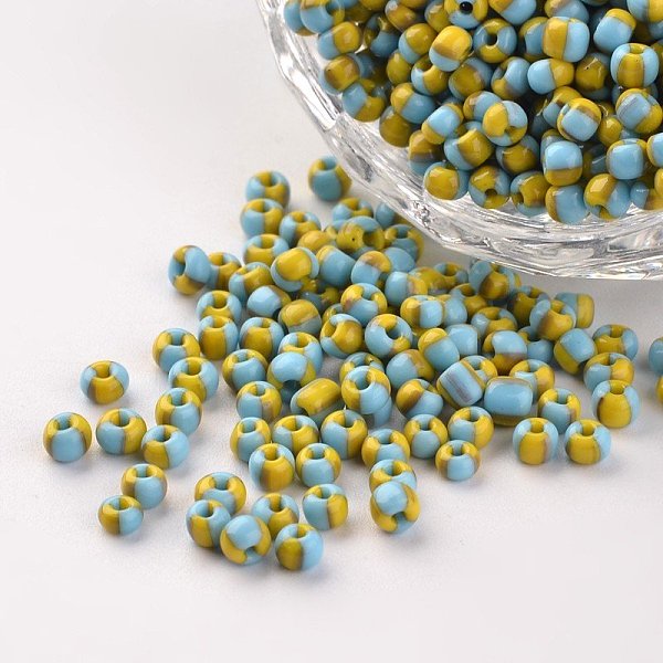 

PandaHall 8/0 Opaque Colours Seep Glass Beads, Round Seed Beads, Sky Blue, 2.5~3x2~3mm, Hole: 0.8mm, about 1666pcs/50g Glass Blue