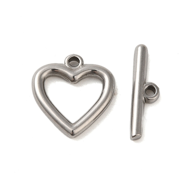 

PandaHall 304 Stainless Steel Toggle Clasps, Heart, Stainless Steel Color, Heart: 18.5x17x3mm, Hole: 2mm, Bar: 6x21x3mm, Hole: 2mm 304...