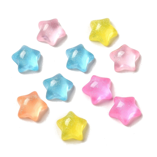 

PandaHall Transparent Resin Decoden Cabochons with Glitter Powder, Mixed Color, Star, 11.5x11.5x5.5mm Resin Star Multicolor