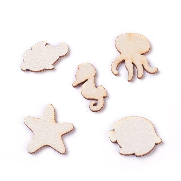 

PandaHall Sea World Theme Wooden Cabochons, Mixed Shapes, BurlyWood, 17.5~30x15.5~30x2.5mm Wood Mixed Shapes Orange