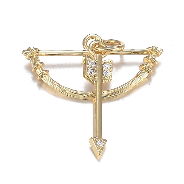 

PandaHall Brass Micro Clear Cubic Zirconia Pendants, Long-Lasting Plated, Bow and Arrow, Real 18K Gold Plated, Bow: 10x20x2.5mm, Arrow...