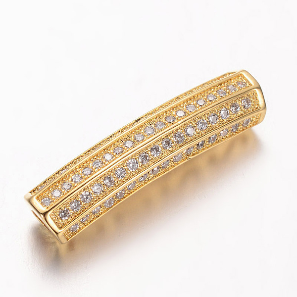 

PandaHall Brass Micro Pave Cubic Zirconia Tube Beads, Cadmium Free & Nickel Free & Lead Free, Clear, Golden, 27x6mm, Hole: 3mm Brass+Cubic...
