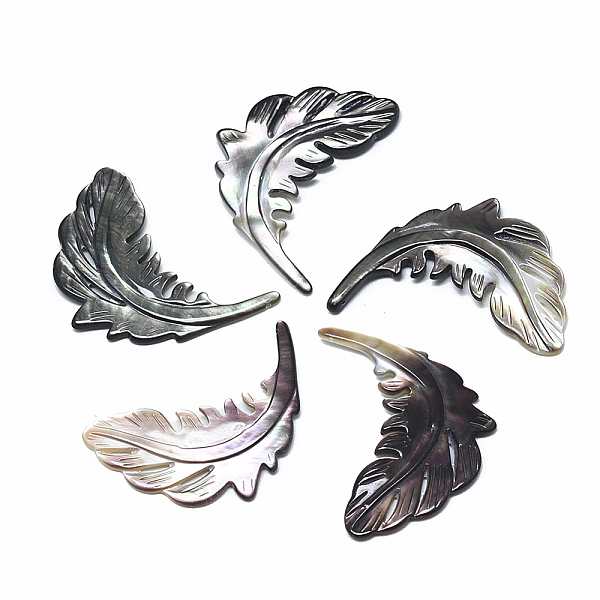 

PandaHall Natural Black Lip Shell Pendants, Leaf, 39x26x3mm, Hole: 0.7mm Black Lip Shell Leaf Black