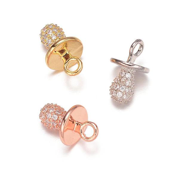 

PandaHall Dummy Pacifier Brass Micro Pave Cubic Zirconia Charms, Mixed Color, 13x8mm, Hole: 2mm Brass+Cubic Zirconia Multicolor