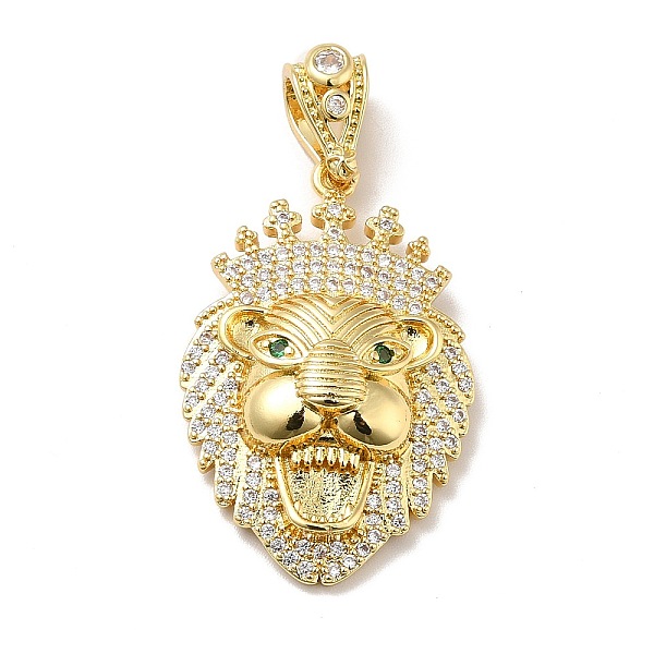

PandaHall Brass Micro Pave Cubic Zirconia Pendants, Long-Lasting Plated, Real 18K Gold Plated, Lion with Crown, Clear, 32x21x7.5mm, Hole...