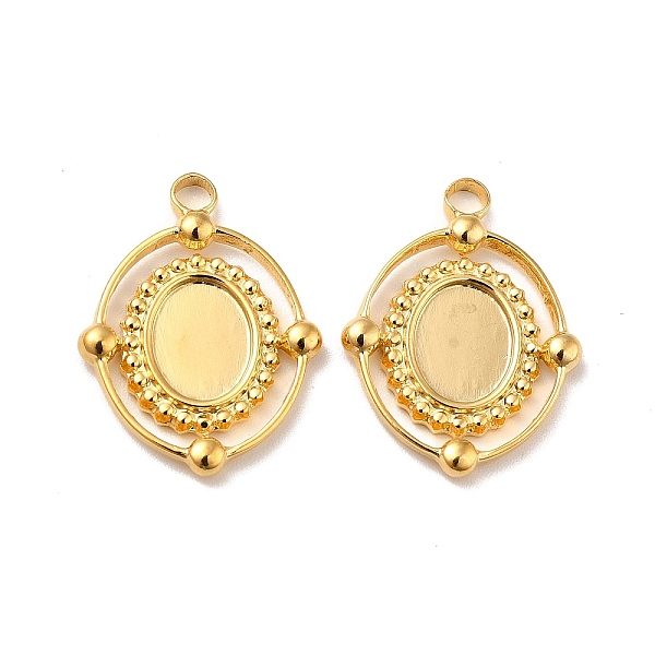 

PandaHall Ion Plating(IP) 304 Stainless Steel Pendant Cabochon Settings, Oval, Real 18K Gold Plated, Tray: 8.5x6.5mm, 21x16x2.5mm, Hole...