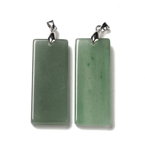 

PandaHall Natural Green Aventurine Big Pendants, Rectangle Charms, with Rack Plating Platinum Plated Brass Snap on Bails, Lead Free &...