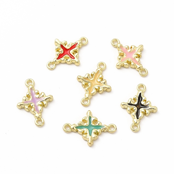 

PandaHall Rack Plating Alloy Enamel Connector Charms, Cadmium Free & Nickel Free & Lead Free, Light Gold, Cross Links, Mixed Color..., Multicolor