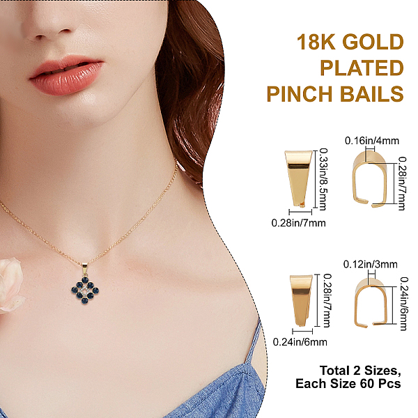 

PandaHall Beebeecraft 120Pcs 2 Size Pinch Clip Clasp Bail 18K Gold Plated Finish Necklace Clasps Pendant Charms Connectors Bails for...
